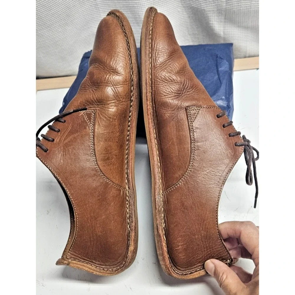 Vivobarefoot Mens 44/US 11 Brown Leather handcraft lace up wide toe shoes